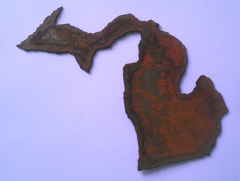 6 Inch State Shape Michigan Rusty Vintage Antique Y Metal Etsy - image 0